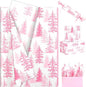 100 Sheets Christmas Tree Tissue Paper, 20x14in Forest Style Wrapping Tissue Watercolor Xmas Tree Art Tissue for Xmas Party Gift Bag Fillers Winter Party Decor (Pink)