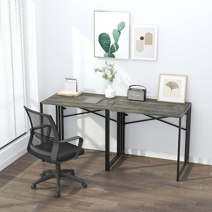 32 inch Small Folding Desk, Writing Gaming Computer Camping Desk for Small Spaces, No Assembly Required Home Office Desk, Black Oak