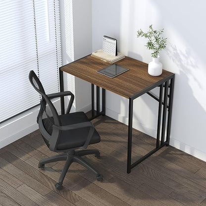 Folding Computer Desk 32 inch Writing Gaming Computer Camping Table, No Assembly Required Home Office Desk, Espresso