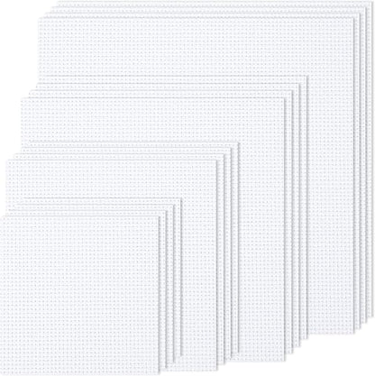 MYFAMIREA 16PCS Cross Stitch Fabric, 4 Sizes White Aida Cloth 14 Count Craft Embroidery Cloth Classic Reserve Cross Stitch for Home DIY Handmade Needlework Embroidery Decoration, 5.9 to 11.8 inch