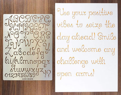 Aleks Melnyk No.44 Pyrography Stencils, Wood Burning 3 PCS Templates, Metal Letters Stencil for Engraving Wood and Patterns, Alphabet and Number, Lettering, Letting, Stainless Steel
