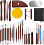 Amrules Clay Tools Kit, 31 PCS Red Pottery Tools, Practical Polymer Clay Sculpting Tools Kit, Air Dry Clay Tools Set for Adults, Pottery Craft, Dotting, Carving, Drawing, Molding, Modeling, Shaping