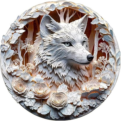 Wooden Puzzles Adults, 3D Wolf Wooden Puzzles 200 Pieces, Unique Animal Shaped Wood Challenging Jigsaw Puzzles Gifts for Adults, 11.4x11.4in