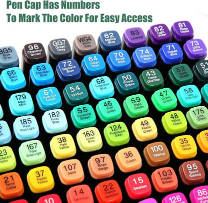 80 Colors Alcohol Markers Set, Dual Tips Blender Art Markers for Drawing Sketching Coloring Artist Pens and Underlining, Professional Permanent Sketch Marker for Kids Adult Coloring