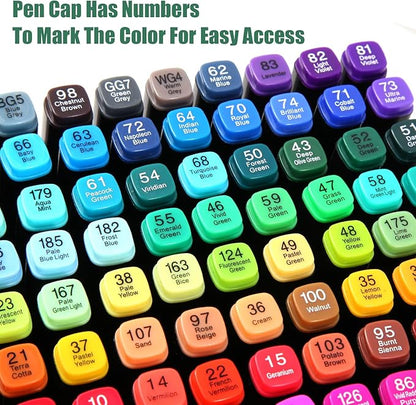 120 Colors Alcohol Markers Set, Dual Tips Blender Art Markers for Drawing Sketching Coloring Artist Pens and Underlining, Professional Permanent Sketch Marker for Kids Adult Coloring
