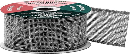 Mandala Crafts Gray Burlap Wired Ribbon 1.5 Inches Wide Jute Ribbons for Crafts - 10 Yds Roll Rustic Burlap Wrap Trim Ribbons for Wreaths Bows Party Decoration