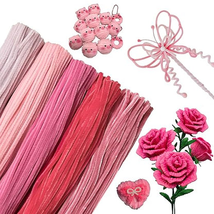 Pipe Cleaners Craft 500PCS 5 Colors Pastel Pink Pipe Cleaners Bulk 30CM Limpia Pipas para Manualidades Fuzzy Wire Chenille Stems for Arts Crafts and Creative DIY Projects Decorations