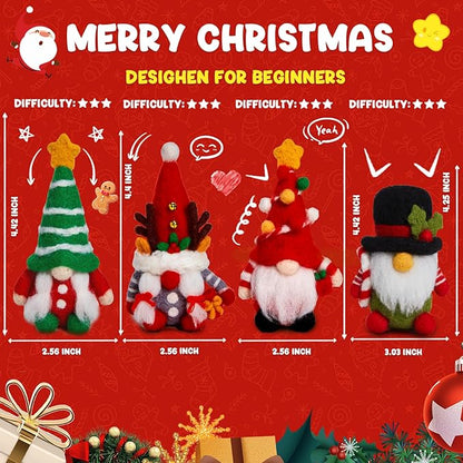 MAGIMUSE Needle Felting Kit, Needle Felting Starter Kit with Basic Felt Tools, Christmas Gnome Needle Felting Kit for Beginners, DIY Wool Needle Felting Supplies for Christmas Festival Crafts