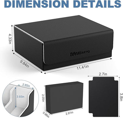 Mlikero Card Deck Case for Trading Cards 1800+, Trading Card Storage Box with 10 Dividers and 3 Foam Stoppers, Leather Magnetic Closure Commander Deck Box Fit for YuGiOh, MTG and Sport Cards
