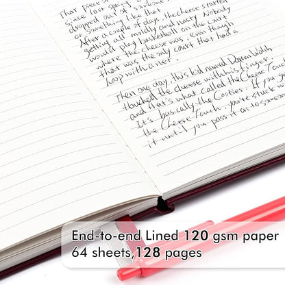 feela 24 Pack Journal Notebook for Work, Business Notebook Bulk Hardcover Lined Writing Journal with Pen Holder for Men Women Note Taking, with 24 Black Pens, 120 GSM, 5.1”x8.3”, A5, Wine