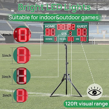 YZ LED Wireless Football Scoreboard, Electronic Scoreboard with Remote, Digital Scoreboard Football Score Keeper for Outdoor/Football Training/American Football Games/Rugby Ball