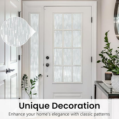 Haton Window Privacy Film, Frosted Glass Static Cling Sun Heat Blocking Window Clings, Frosting Opaque Coverings Stickers Tint for Home Office Door, Non Adhesive, White 23.6" x 157.4"