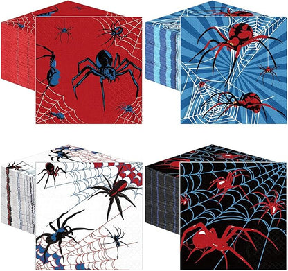 Fulmoon 200 Pieces Halloween Spider Web Cocktail Napkins Disposable Spider Paper Dinner Beverage Napkins for Halloween Christmas Birthday Party Decoration Supplies