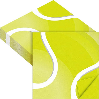 Aodaer 48 Pieces Tennis Paper Napkins Disposable Tennis Party Napkins Tennis Ball Sports Napkins Tennis Cocktail Dinner Napkin Set 13" x 13" Unfolded Tennis Tableware Napkins for Sports Party Supplies