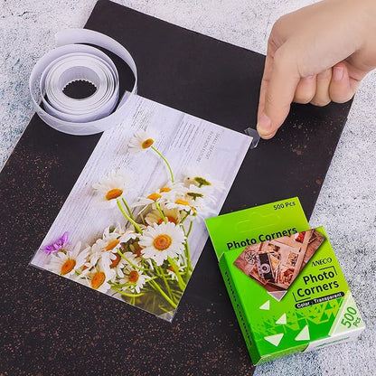 Aneco Transparent Photo Corners Clear Picture Mounting Corner Stickers for DIY Album, Scrapbook, Journal, 500 Pieces/Pack