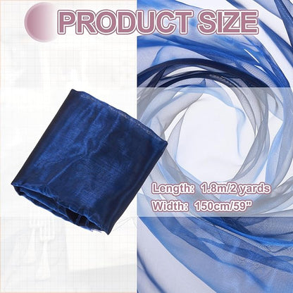 MECCANIXITY Iridescent Sheer Organza Fabric, 2 Yards x 59 Inches Solid Holographic Shiny Fabric Organza Cloth for Wedding, Curtains, Costume, Photo Background, Gradient Sapphire Blue Black