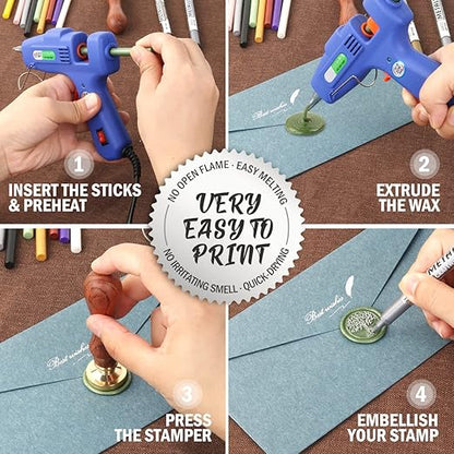 Bright Blue Wax Seal Sticks, 30pcs Sealing Wax Sticks, HOSEALING Glue Gun Wax Seal Sticks for Wax Seal Stamp, Premium Sealing Wax for Wedding Invitations, Letter, Envelope (Mini Size)