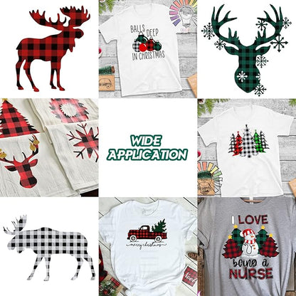 TORC Black White Buffalo Plaid HTV Vinyl 12 inch x 5 ft, Check Heat Transfer Vinyl Iron on Transfers for Christmas