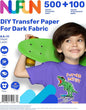 NuFun Activities Printable Iron-on Heat Transfer Paper for T Shirts, Dark Fabrics, 500 Sheets 8.5 x 11 inch, Long Lasting, Durable, Professional Quality, Easy DIY, Non-Toxic, Made In the USA