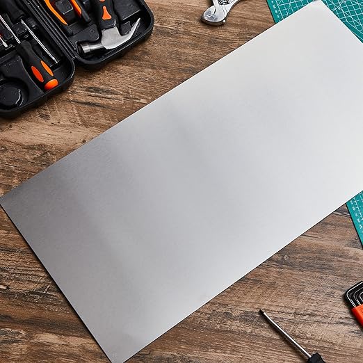 1 Pcs 430 Stainless Steel Sheet Metal 12 x 6 Inches 24GA Metal Plates Panel #4 Brushed Finish Magnetic Mount Board Wall Food Truck Restaurant Crafting Kitchen Floor Trailer Garage Gym