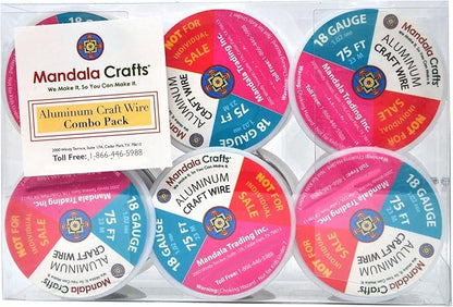 Mandala Crafts 18 Gauge Anodized Aluminum Craft Wire for Jewelry Making - 450 FT Colored Flexible Silver Black Wire - Bendable for Bonsai Armature Crafting Sculpting