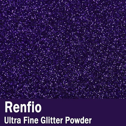 Renfio Ultra Fine Glitter Powder Metallic Resin Glitter 2.11 Oz (60g) PET Flakes Crafts Sequins 1/128" 0.008" 0.2mm Epoxy Chips Flakes for Tumblers Slime Roses Decoration - Eggplant Purple