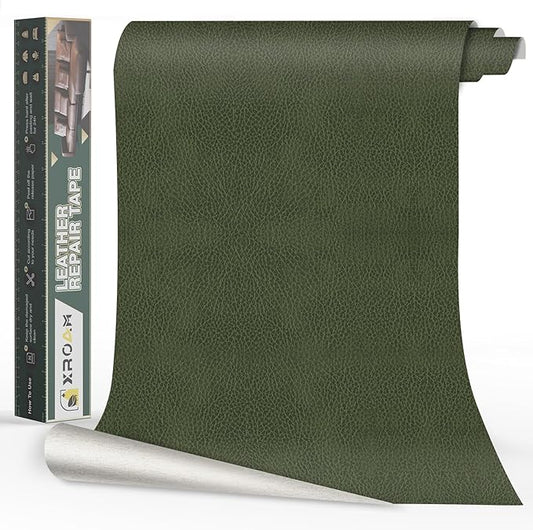 Leather Repair Tape, 16x40 inch Leather Patches for Furniture, Self Adhesive Leather Repair Patch for Sofas, Couches, Leather Covers, Seats, Chairs, Vinyl Repair Tape Retro Green