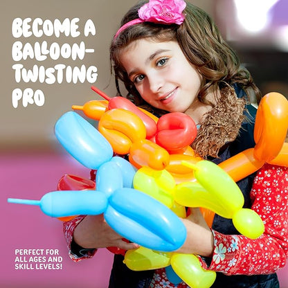 Balloon Animal Twisting Kit with Pump for Kids - Boy & Girl Christmas Gift - Birthday Gifts for Girls and Boys - Arts and Crafts for Kid Ages 8-12 - 6 7 8 9 10 11 12 Year Old - Animals Balloons