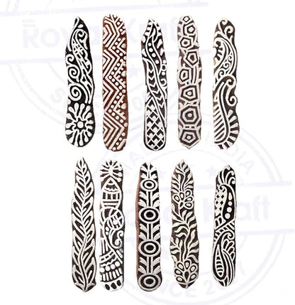 Royal Kraft Textile Wooden Blocks Innovative Border Design Printing Stamps (Set of 10) Htag2160