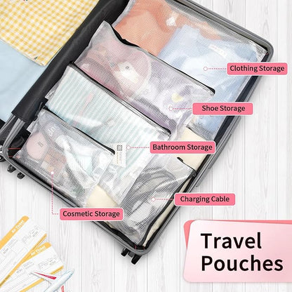 Umriox Small Zipper Pouch, 9.5x7.1 in (Black, 12 Packs), Mesh Bags with Zipper for Office Supplies Travel Accessories