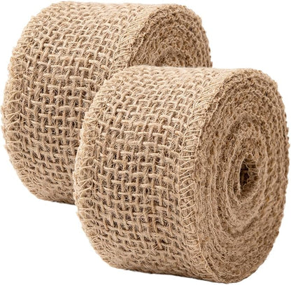 Burlap Fabric Roll - 10 Yards Natural Jute Fabric Ribbon for DIY Gift Wrapping Craft Projects Wedding Christmas Home Decoration (5 cm, 2 in)