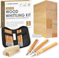 JJ CARE Wood Carving Kit [12 SK2 Wood Carving Knives with Case, 10 Basswood Carving Blocks, and 1 Grinding Stone] - Beginner Wood Carving Kit, Wood Carving Tools Set, Wood Carving Set for Kids