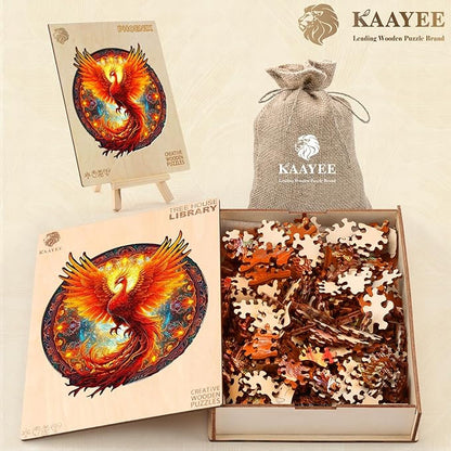 KAAYEE Wooden Jigsaw Puzzles-Wooden Puzzle Adult Unique Shape Advanced Phoenix Wooden Jigsaw Puzzle for Adult, Fathers, Family Puzzles 14.9 * 13.8in 290pcs,Chritmas Gift