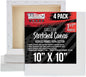 U.S. Art Supply Square Stretched Canvas for Painting 10x10 inch Gallery Depth 1-1/2" Thick, 4-Pack - 12oz Acrylic Gesso Triple Primed, Professional Artist Quality, 100% Cotton - Pouring, Oil Paint