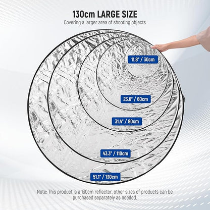 NEEWER 51 Inch/130 Centimeter Light Reflector Diffuser 5 in 1 Collapsible Multi Disc with Bag - Translucent, Silver, Gold, White, and Black for Studio Photography Lighting and Outdoor Lighting