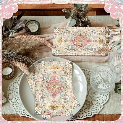 Yeaqee 100 Pcs Vintage Boho Napkins Paper Guest Towels 2 Ply Decoupage Napkins Disposable Decorative Hand Towel for Bathroom Kitchen Fall Wedding Party Dinner(Multicolor)