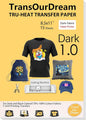TransOurDream Tru-Iron on Heat Transfer Paper for Dark Fabric (15 Sheets, 8.5x11") T Shirt Transfers Paper for Inkjet Printer Printable Heat Transfer Vinyl for T-Shirts (TOD-7-15)
