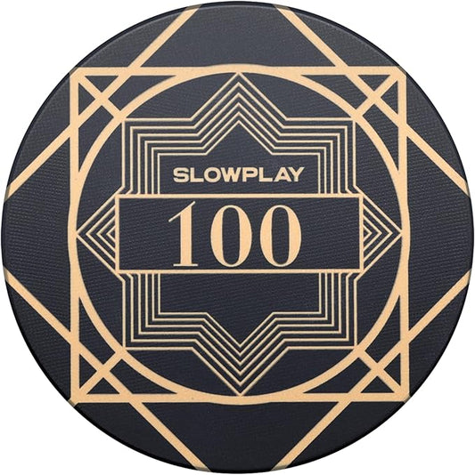 SLOWPLAY Nash Ceramic Poker Chips in Bulk, Casino Grade Ceramic 12-Gram Poker Chip for Texas Hold'em, 43mm Professional Chips Pack of 50 with Denomination of 100