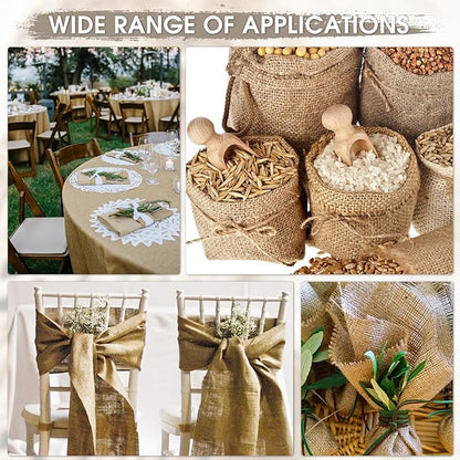 Burlap Fabric - Garden Burlap Fabric Roll Natural Jute Outdoor Fabric Burlap Weed Barrier Trees Trunk Wrap for Crafts Farmhouse Gardening Table Decor for Crafts (19.7" x 15 Feet)