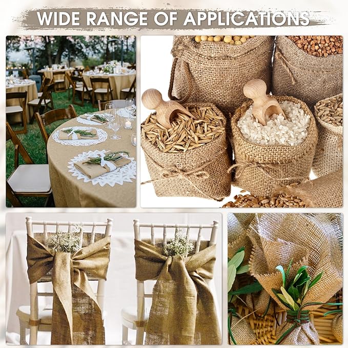 Burlap Fabric - Garden Burlap Fabric Roll Natural Jute Outdoor Fabric Burlap Weed Barrier Trees Trunk Wrap for Crafts Farmhouse Gardening Table Decor for Crafts (19.7" x 30 Feet)