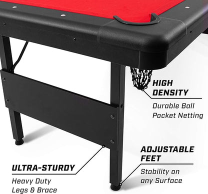 GoSports 6, 7, or 8 ft Billiards Tables - No Assembly, Choose Your Color - Portable Pool Table Includes Full Set of Balls, 2 Cue Sticks, Chalk and Felt Brush