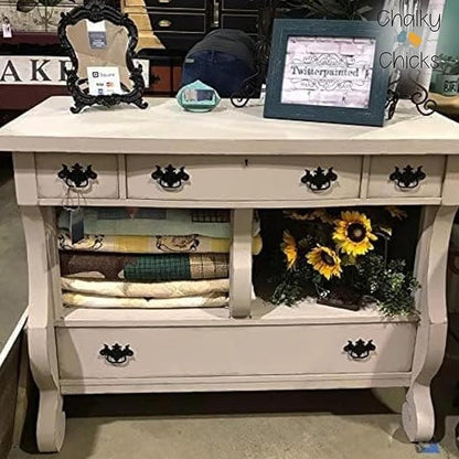 Chalky Chicks All-in-One Chalk Paint for Furniture or Cabinet - 16 Fl Oz - Matte Finish Wolf Gray (Gray/Beige) for Metal, Wood Furniture Paint - No Sanding All-in-One for Home Decor & Crafts, USA Made