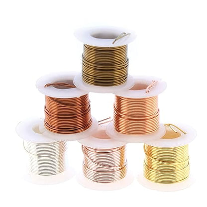 The Beadsmith Craft Wire Assortment - Tarnish-Resistant Copper Wire for Jewelry Making, 6-Pack, 0.75-Inch Mini Spools, 4 Yd Each, 22-Gauge, Assorted Colors, Medium Temper