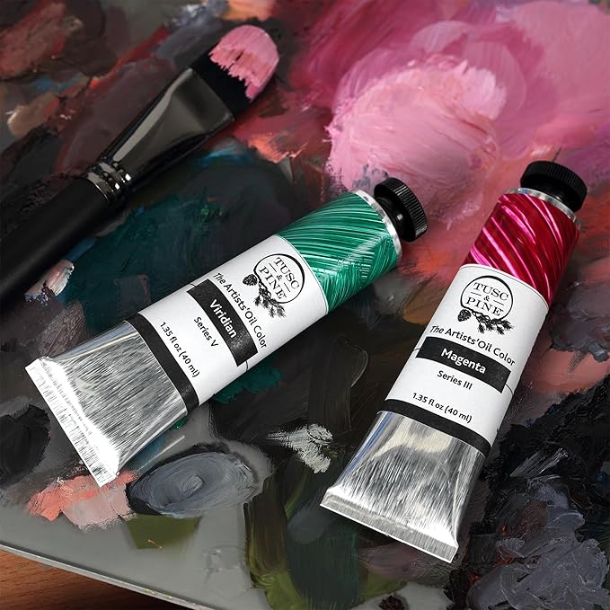 Tusc & Pine Artist Oil Paint - Cobalt Teal, 150 ml, Non-Yellowing, Rich & Creamy Consistency, Maximum Pigment Load, Small Batch Milled Oil Paints Made in the USA for Professional Artists