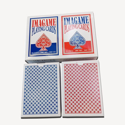 Plastic Playing Cards, Poker Size, Casino Quality, Jumbo Index, Waterproof & Washable, Perfect for Texas Hold’em Poker, 1 Blue Deck & 1 Red Deck