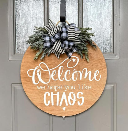 Funny Welcome Stencils for Painting Sarcastic Round Stencil Large Gather Stay Awhile Templates for Door Hanger,Doormat, Porch Sign, Wreath