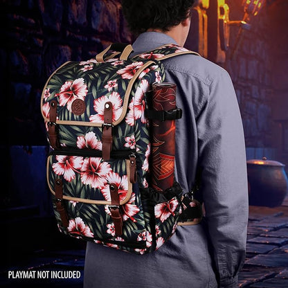 ENHANCE Designer Edition TCG Backpack - MTG Deck Bag Card Binder Space, TCG Deck Box Storage, MTG Playmat Holder - Card Storage Compatible with Magic the Gathering, Pokemon, Lorcana (Canvas Tropical)