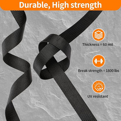 Buckles and Straps Set 1": 6 Yards of Thick Nylon Webbing, 6-Pack Heavy Duty Adjustable Quick Side Release Plastic Buckles, 12 Tri-Glide Slide Clips, Black (1-Inch Combo Set)