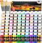 Caliart Acrylic Paint Set, 80 Colors (2oz/Bottle) with 12 Brushes, Art Craft Paints for Adults Artists Beginners Painters, Canvas Halloween Pumpkin Ceramic Wood Fabric Rock Painting Supplies Kit