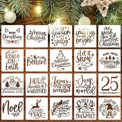Christmas Stencils for Crafts Reusable 6” Christmas Stencil Xmas Holiday Stencils for Painting on Wood Fabrics Decor